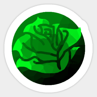 Green Stained Glass Rose Sticker